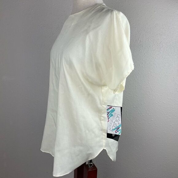 NWT Intriguing Threads Cream Short Sleeve Top Size S - Picture 4 of 5